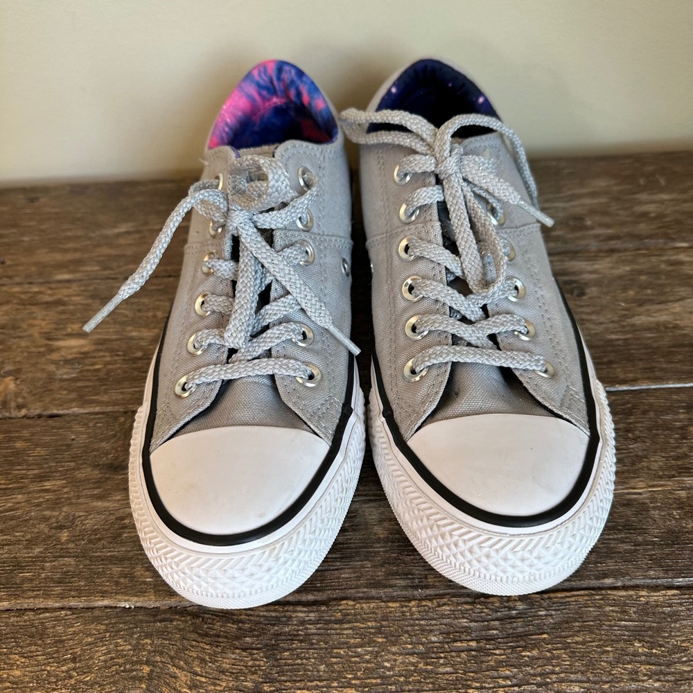 Converse All Star Gray Low Top Sneakers Women's Galaxy Lining Shoes Size 7 - Picture 2 of 5
